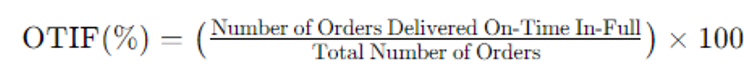 Formula for On-Time-In-Full (OTIF) customer service metric